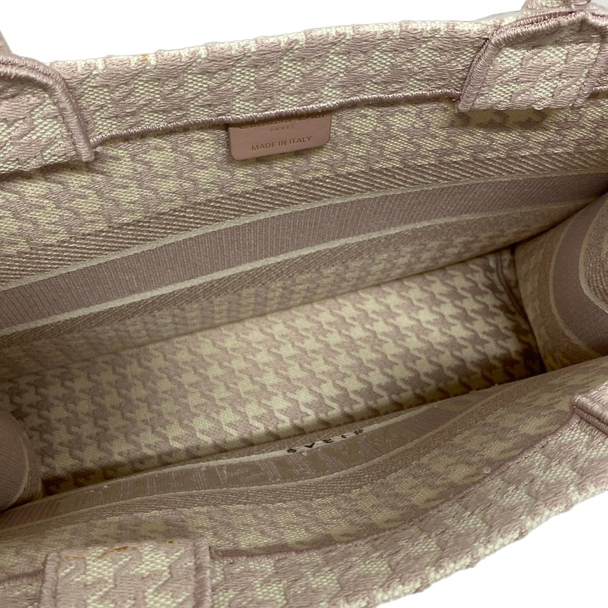 Dior Tote Book Vintage Small Light Pink Ivory Houndstooth — view 7