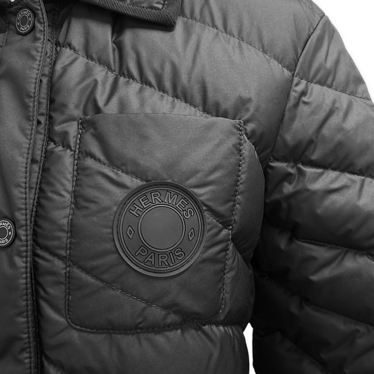 Hermes Down Jacket 36 S Black Long Sleeve Winter Clou de Selle — view 6