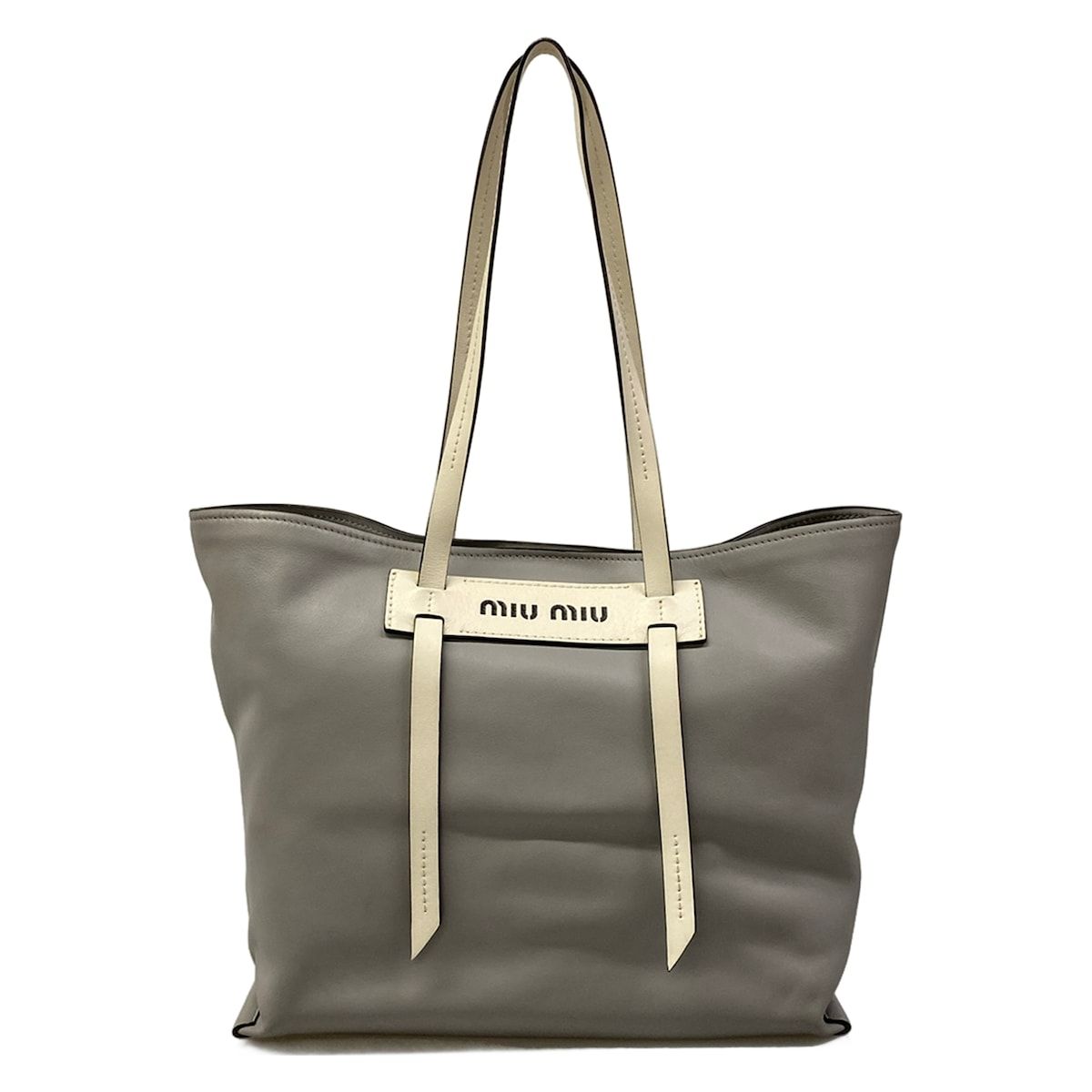 Miu Miu Tote Gray White Leather