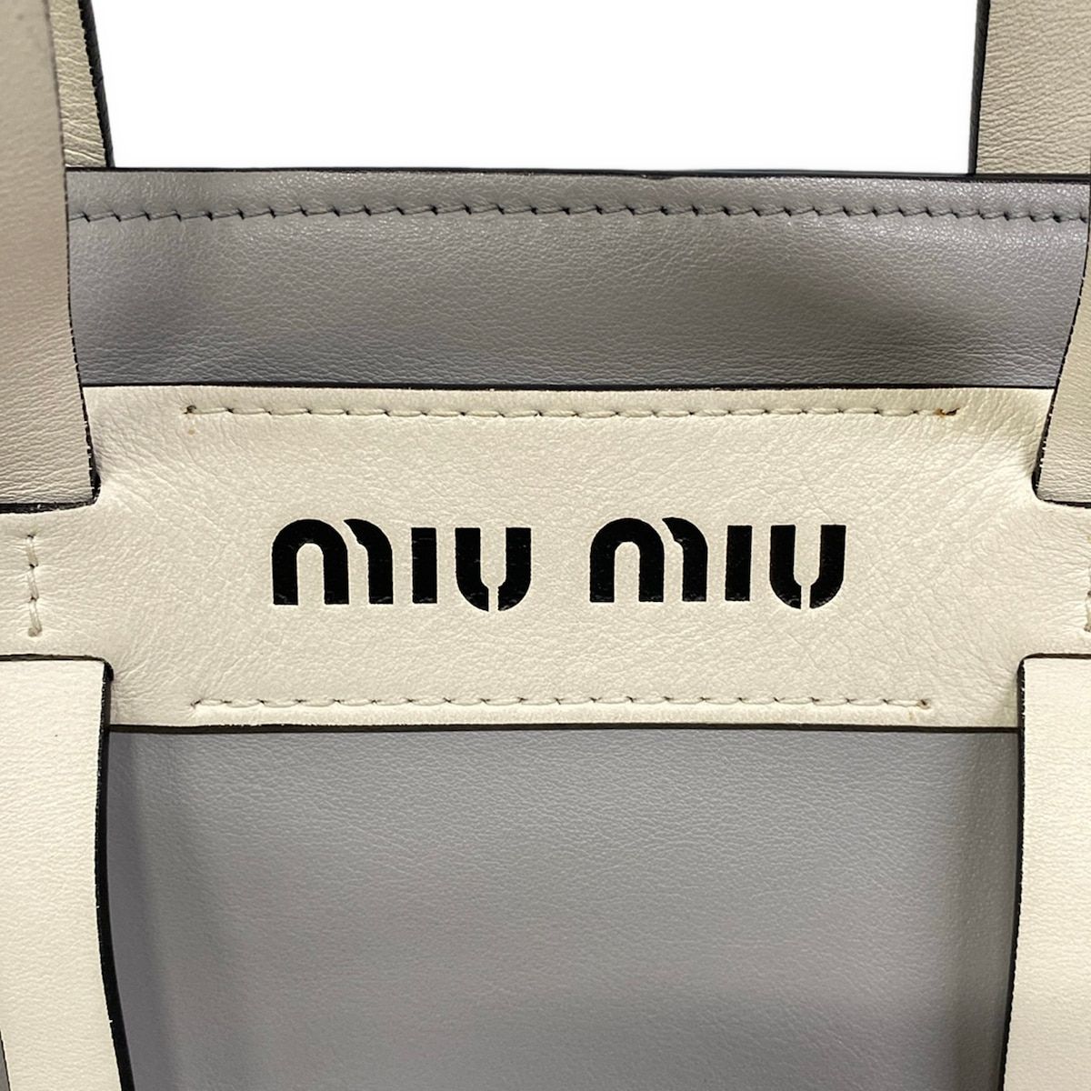 Miu Miu Tote Gray White Leather — view 9