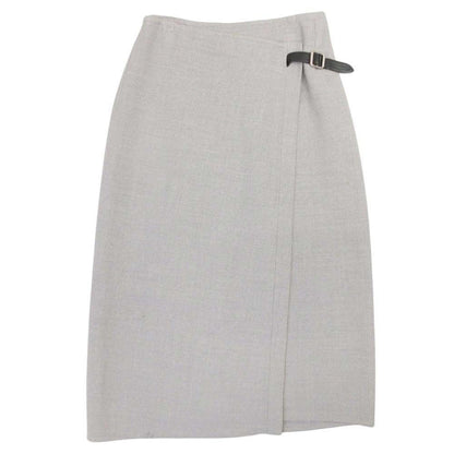 Hermes Martin Margiela Era Wool Wrap Skirt Knee Length Calf Lambskin Vintage 36