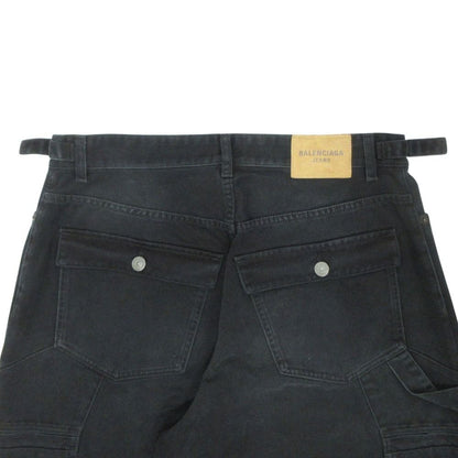 Balenciaga Soft Hand Wide Cargo Denim Pants Baggy M Black — view 4