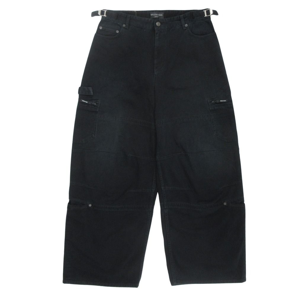 Balenciaga Soft Hand Wide Cargo Denim Pants Baggy M Black