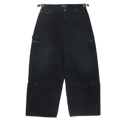 Balenciaga Soft Hand Wide Cargo Denim Pants Baggy M Black