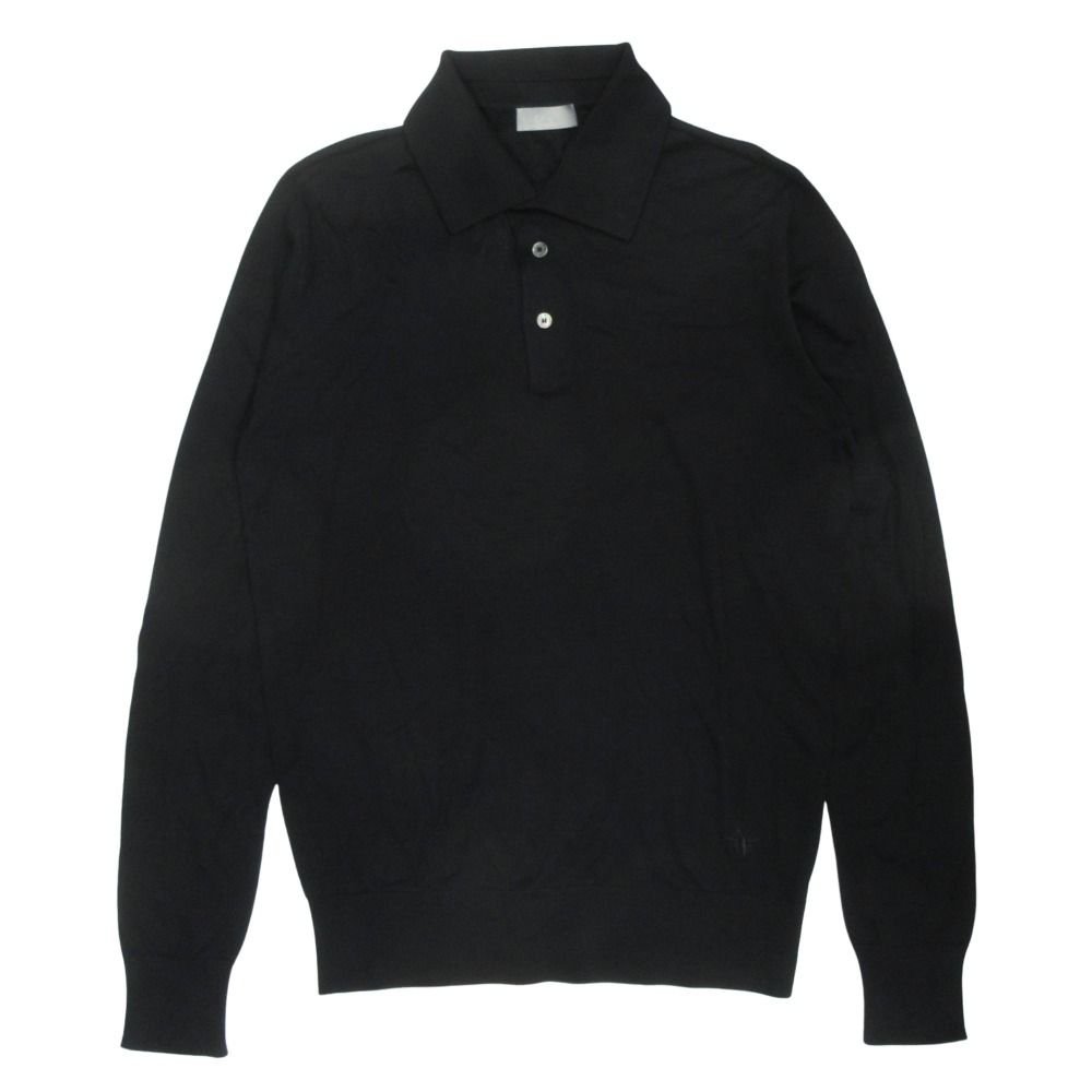 Dior Bee Wool Polo Shirt High Gee Knit Long Sleeve One Point Bee Embroidery