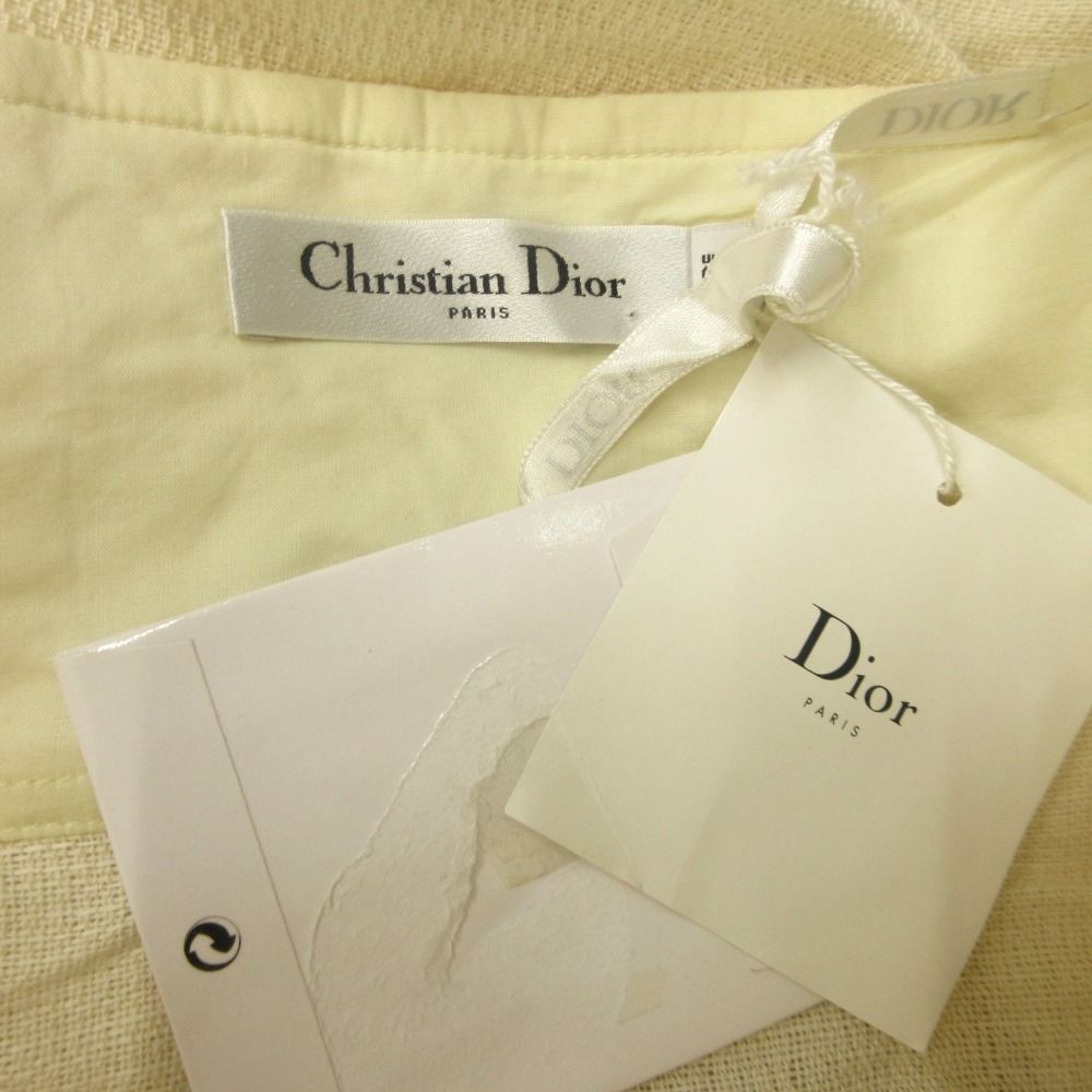 Dior Lace Up Linen Long Skirt High Waist Fringe 36 Ivory — view 6