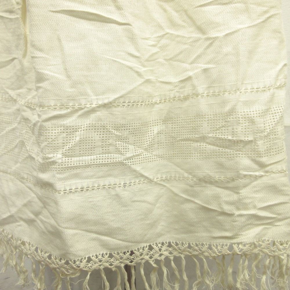 Dior Lace Up Linen Long Skirt High Waist Fringe 36 Ivory — view 5