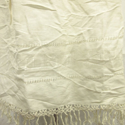 Dior Lace Up Linen Long Skirt High Waist Fringe 36 Ivory — view 5