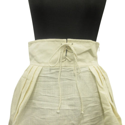 Dior Lace Up Linen Long Skirt High Waist Fringe 36 Ivory — view 4