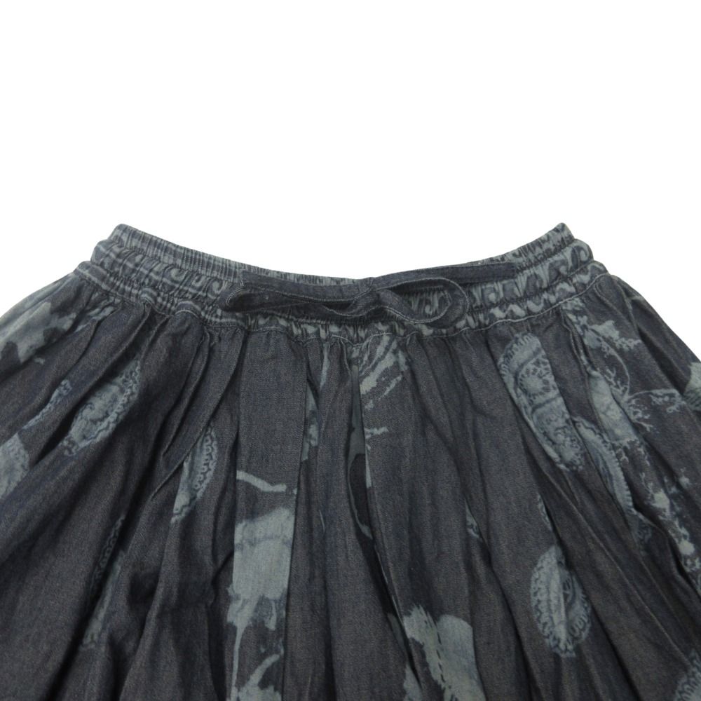 Dior Botanical Print Long Easy Skirt Paisley 38 Navy — view 5