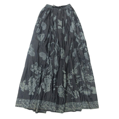 Dior Botanical Print Long Easy Skirt Paisley 38 Navy
