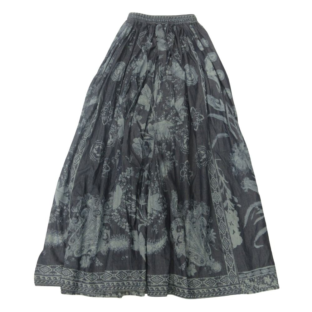 Dior Botanical Print Long Easy Skirt Paisley 38 Navy — view 2
