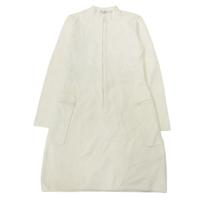 Dior Half Zip Jersey Dress Jacquard Logo Knit 40 White