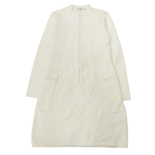 Dior Half Zip Jersey Dress Jacquard Logo Knit 40 White