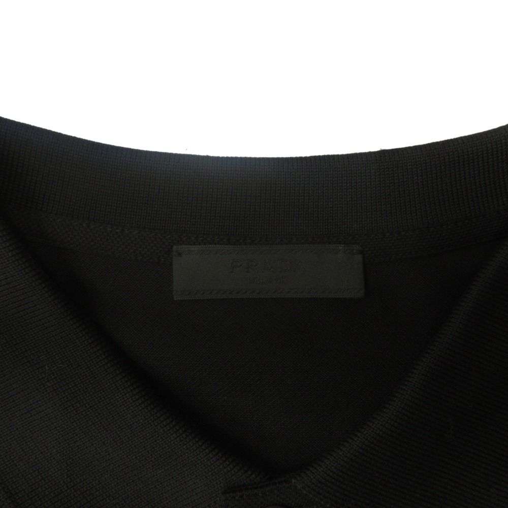 Prada Long Polo Shirt Top Long Sleeve Pique M Black — view 4