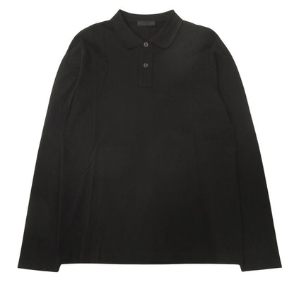 Prada Long Polo Shirt Top Long Sleeve Pique M Black