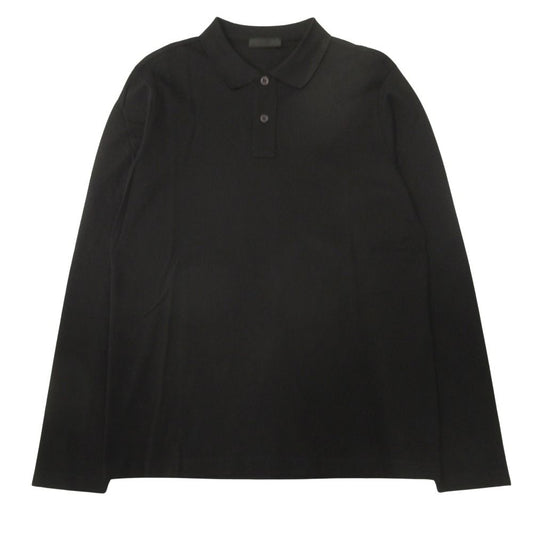 Prada Long Polo Shirt Top Long Sleeve Pique M Black