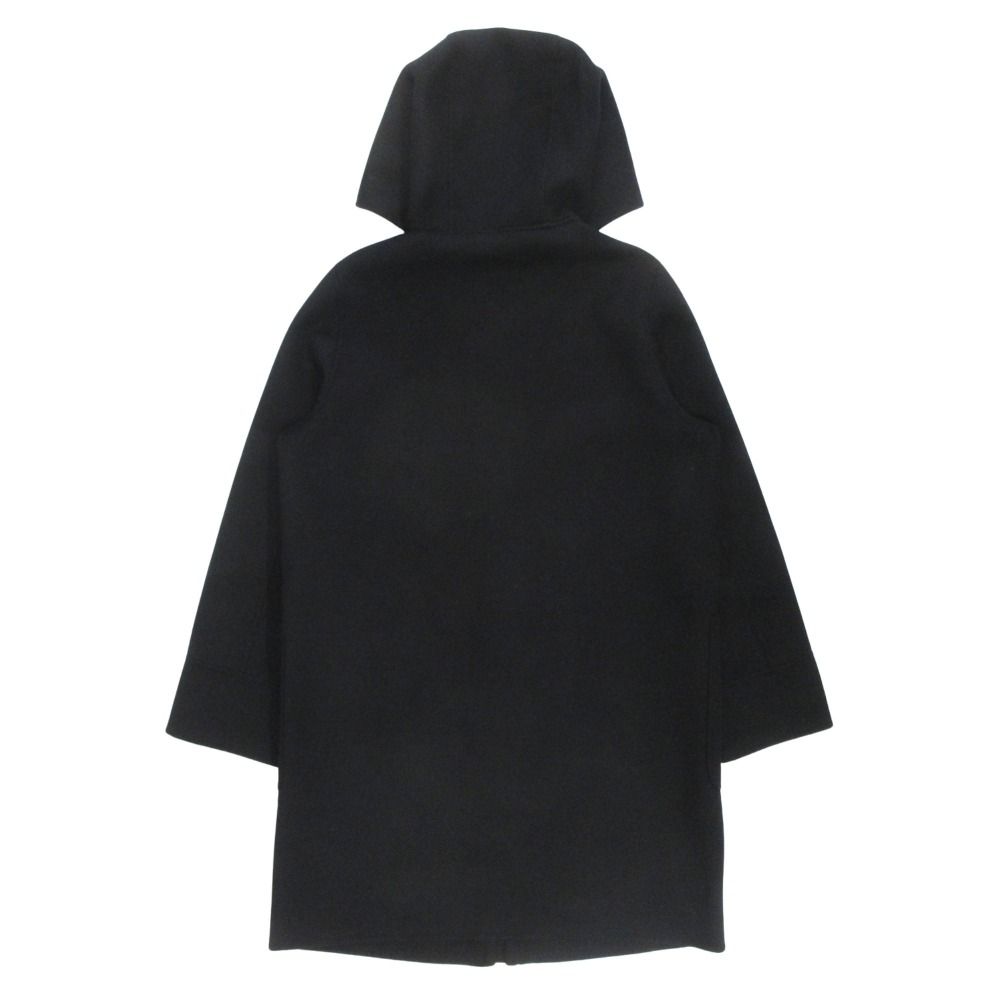 Max Mara Studio Duffle Coat Wool Cashmere Blend Hood 44 Black — view 2
