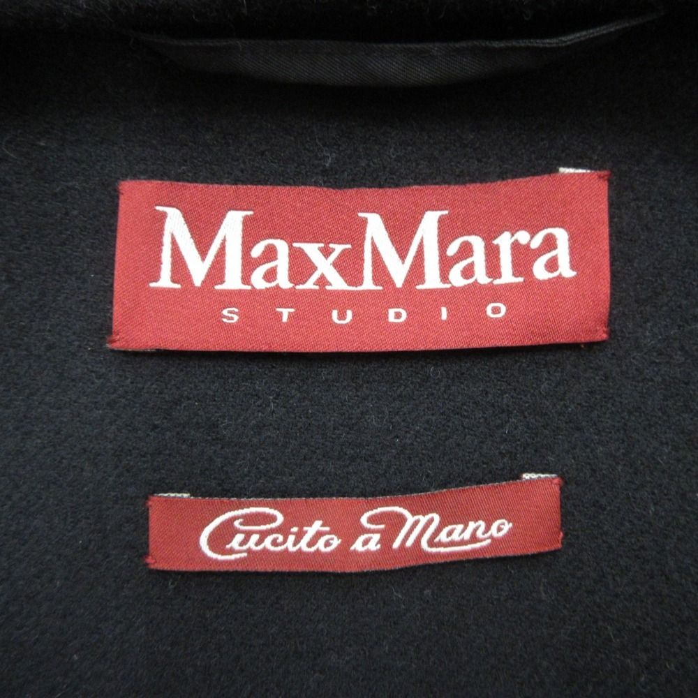 Max Mara Studio Duffle Coat Wool Cashmere Blend Hood 44 Black — view 6