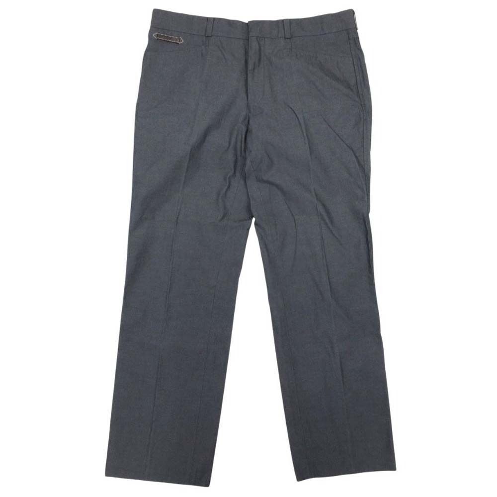 Hermes Leather Patch Trousers Pants Pleated Cotton 46 Gray