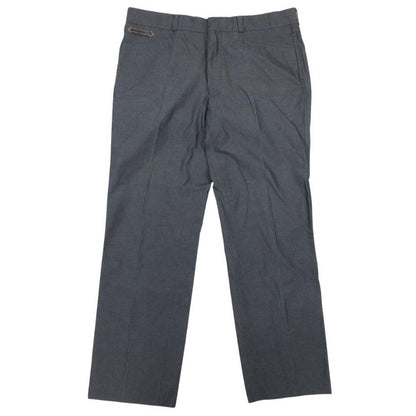 Hermes Leather Patch Trousers Pants Pleated Cotton 46 Gray