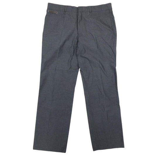 Hermes Leather Patch Trousers Pants Pleated Cotton 46 Gray