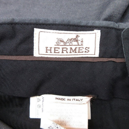 Hermes Leather Patch Trousers Pants Pleated Cotton 46 Gray — view 7