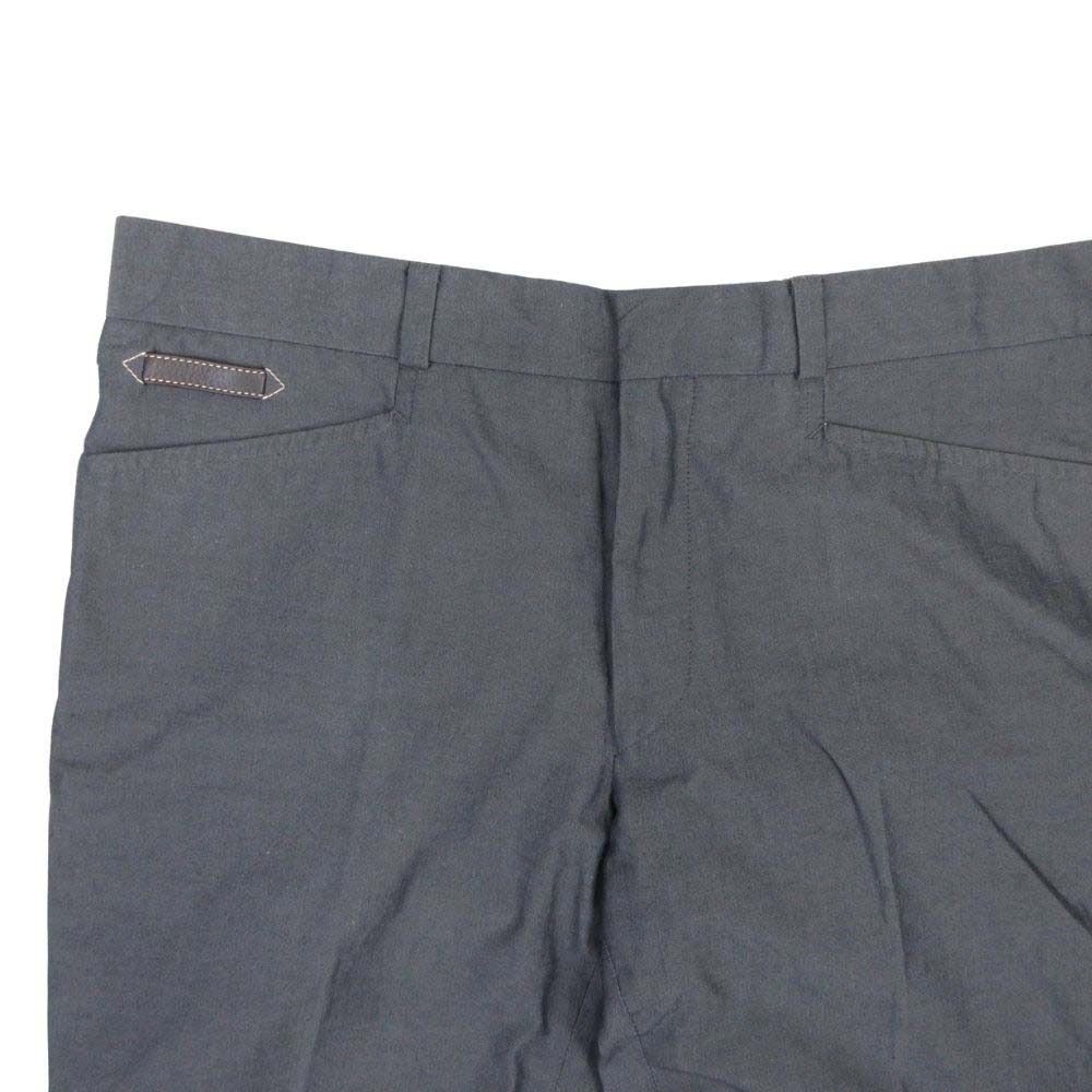 Hermes Leather Patch Trousers Pants Pleated Cotton 46 Gray — view 3