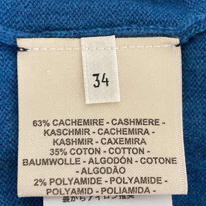Hermes Brides de Gala Cashmere Cotton Short Sleeve Knit Top 34 Blue Sweater — view 6
