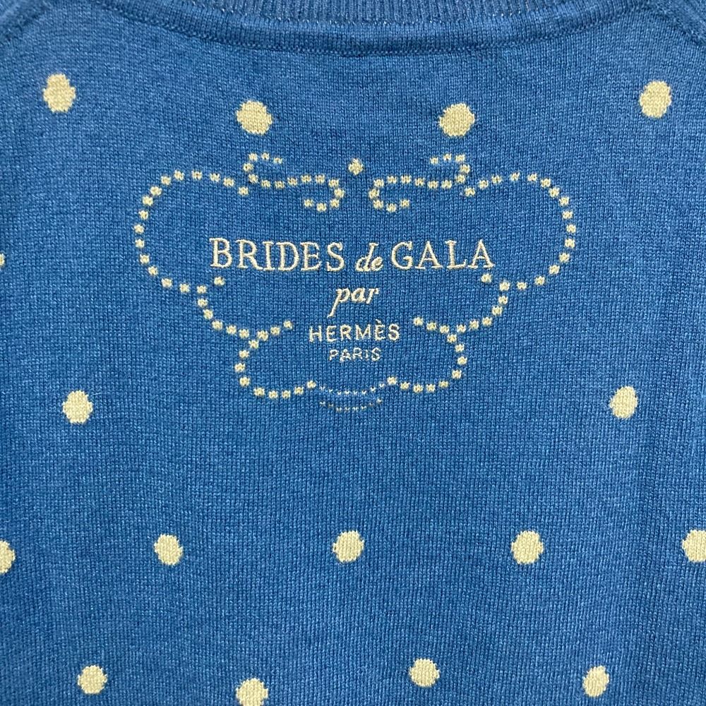 Hermes Brides de Gala Cashmere Cotton Short Sleeve Knit Top 34 Blue Sweater — view 4