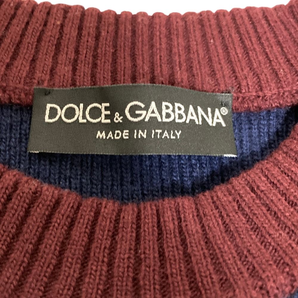 Dolce & Gabbana Logo Patch Rib Knit Sweater 48 Navy — view 5