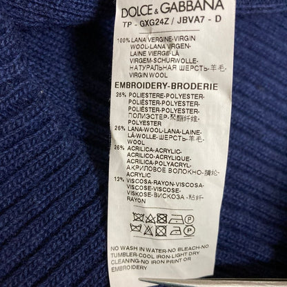 Dolce & Gabbana Logo Patch Rib Knit Sweater 48 Navy — view 7