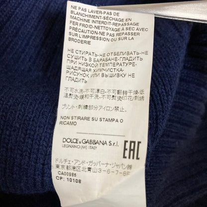 Dolce & Gabbana Logo Patch Rib Knit Sweater 48 Navy — view 8