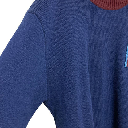Dolce & Gabbana Logo Patch Rib Knit Sweater 48 Navy — view 2