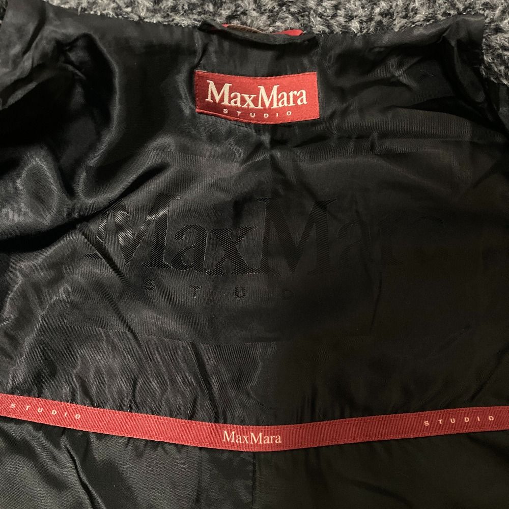 Max Mara Studio Alpaca Coat Mixed Shaggy 40 Gray — view 5