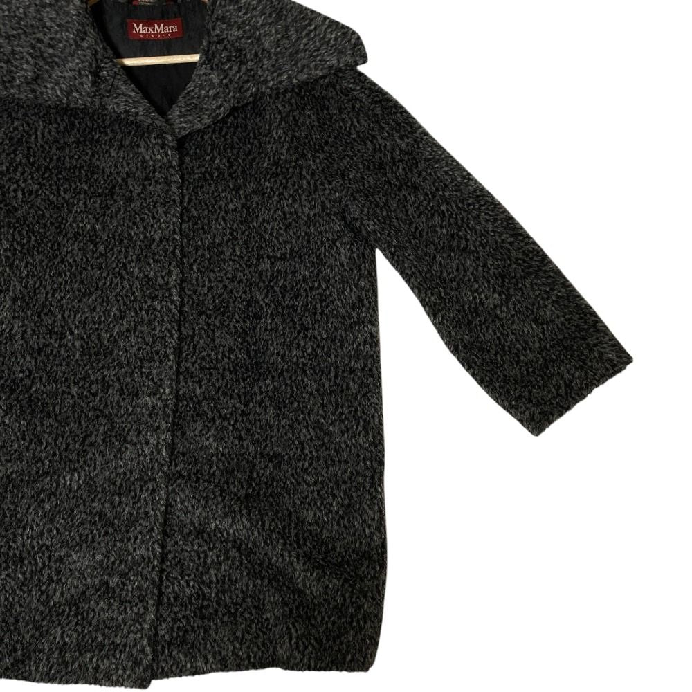Max Mara Studio Alpaca Coat Mixed Shaggy 40 Gray — view 3