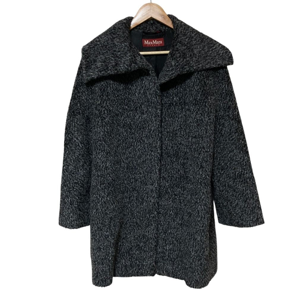 Max Mara Studio Alpaca Coat Mixed Shaggy 40 Gray