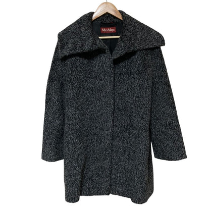 Max Mara Studio Alpaca Coat Mixed Shaggy 40 Gray