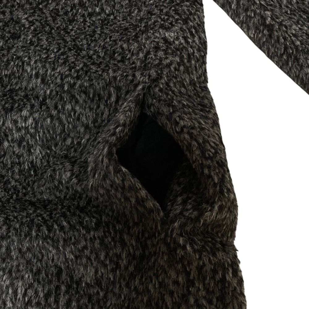 Max Mara Studio Alpaca Coat Mixed Shaggy 40 Gray — view 6