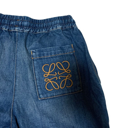 Loewe Anagram Drawstring Wide Easy Denim Pants S Indigo — view 5