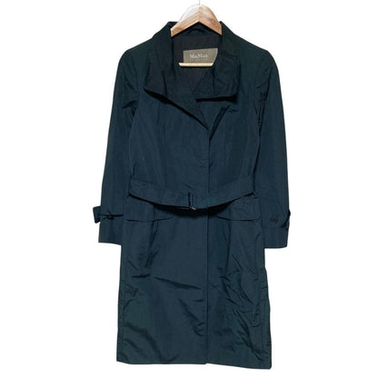 Max Mara Rainwear Cotton Nylon Belted Coat 38 Black