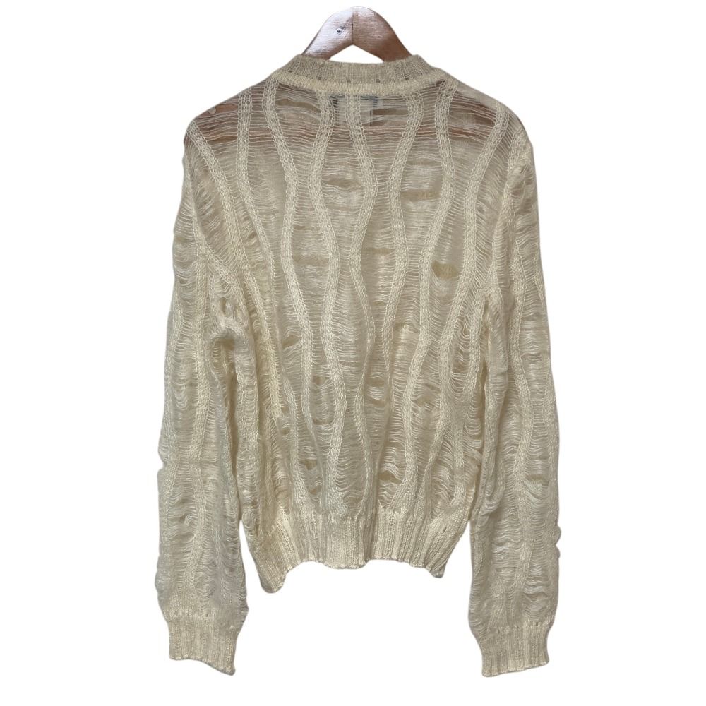 Dior Galiano Era Openwork Mohair Knit Sweater Ivory — view 2