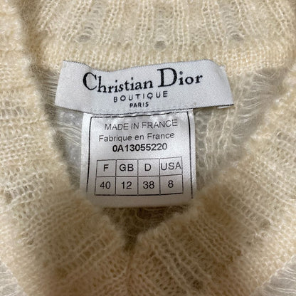 Dior Galiano Era Openwork Mohair Knit Sweater Ivory — view 5