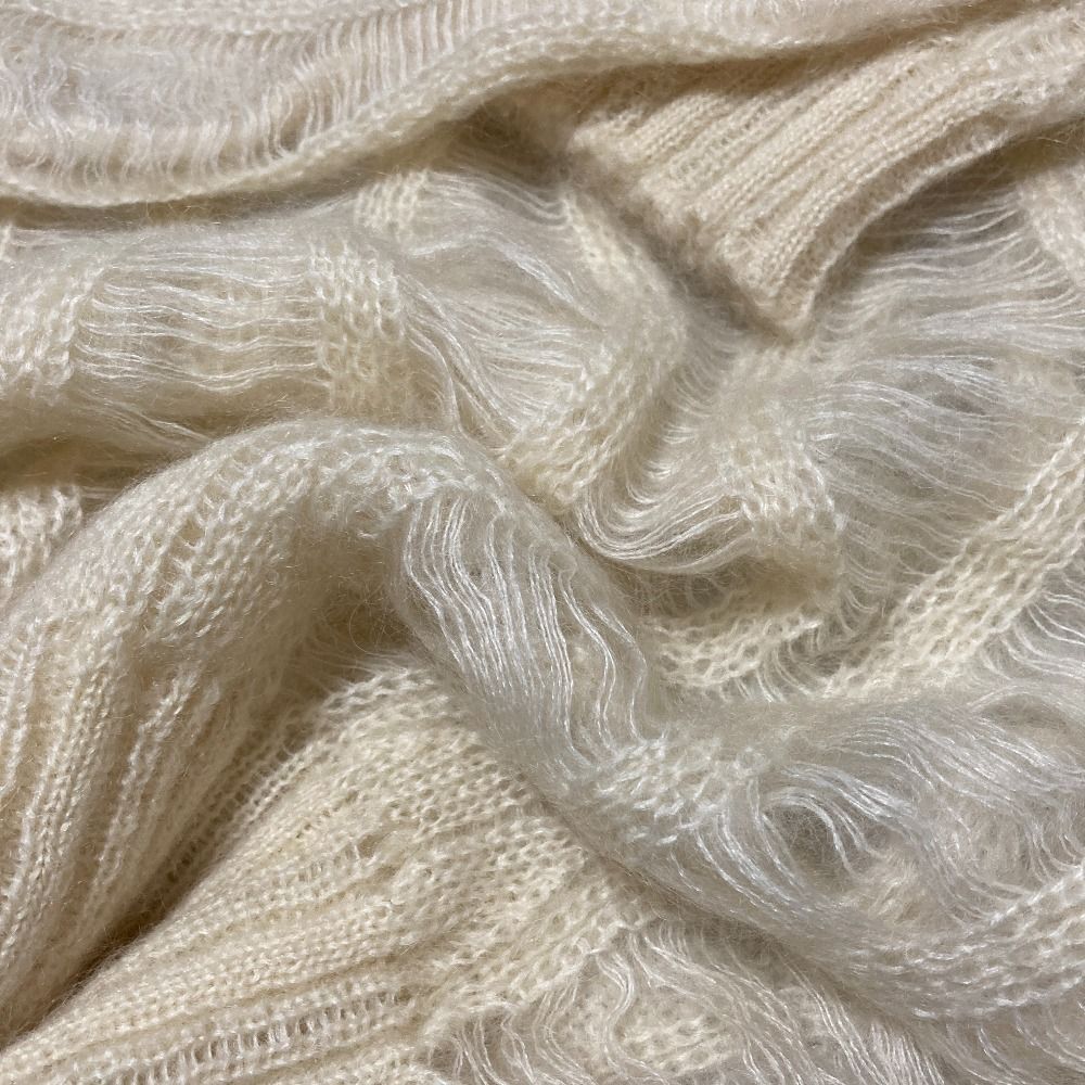 Dior Galiano Era Openwork Mohair Knit Sweater Ivory — view 4