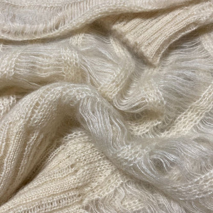 Dior Galiano Era Openwork Mohair Knit Sweater Ivory — view 4