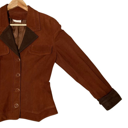 Loewe Vintage Anagram Button Suede Leather Jacket 42 Brown — view 3