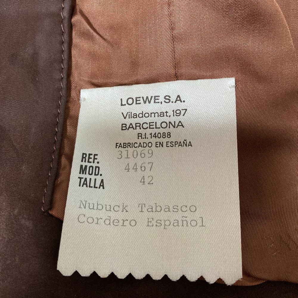 Loewe Vintage Anagram Button Suede Leather Jacket 42 Brown — view 7