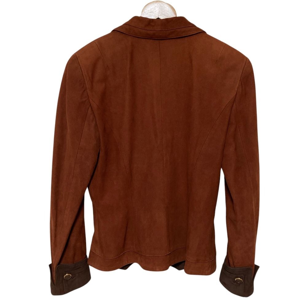 Loewe Vintage Anagram Button Suede Leather Jacket 42 Brown — view 2