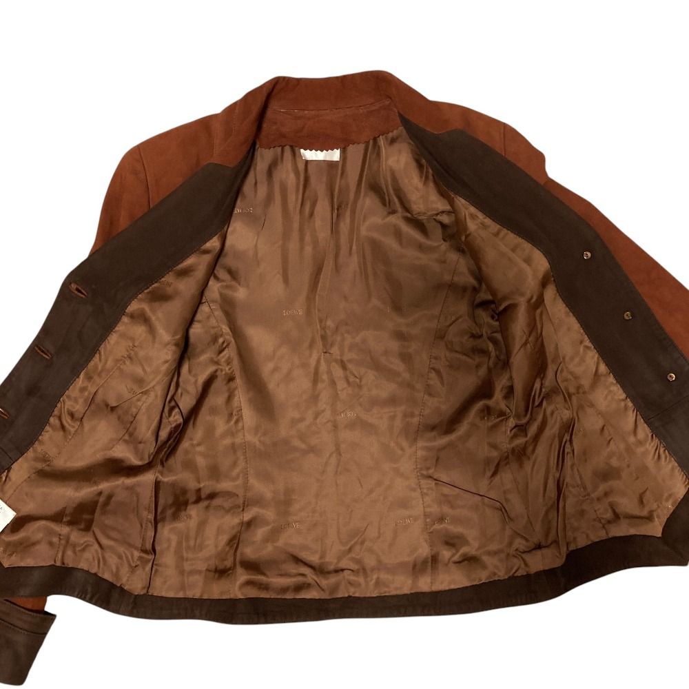 Loewe Vintage Anagram Button Suede Leather Jacket 42 Brown — view 4