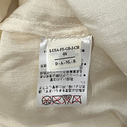 Brunello Cucinelli Suede Leather Chiffon Layered Blouse Top 46 Beige — view 5